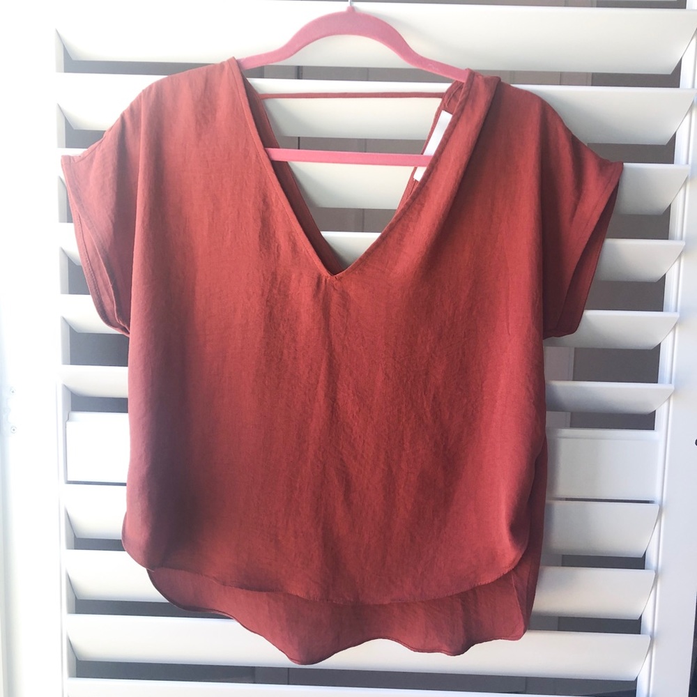 Burnt orange V-neck